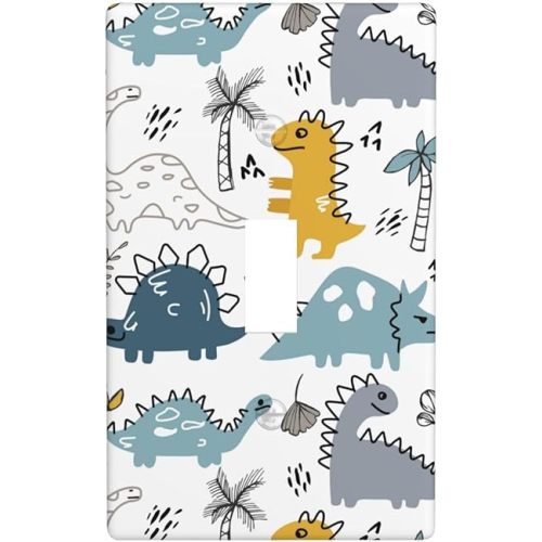 Cute Dinosaur Light Switch Cover Decorative Single Toggle Switch Plate Cover 1 Gang 4.5" X 2.76" for Bedroom Boy’s Room Home Decor