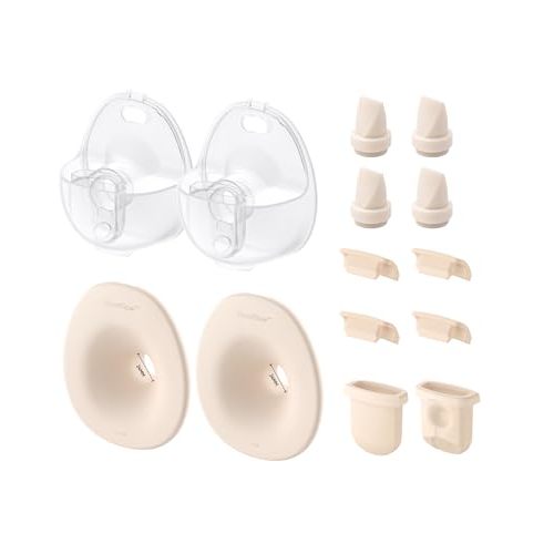 eufy Original 24mm Flange, Milk Container[2-Pack], Diaphragm [2-Pack] & Duckbill Valves[4-Pack], Spout Cap [4-Pack], Replacement Accessories for Wearable Breast Pump S1/S1 Pro