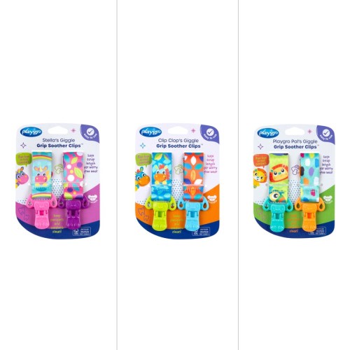 Playgro Giggle Grip Soother Clips - Assorted*