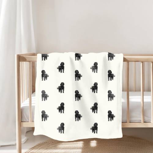 Watercolor Black Labradoodle Minkey Fleece Blanket, Labradoodle Dog, Labradoodle Mom Gift, New Puppy Gift, Dog Blankets, Nursery Blanket