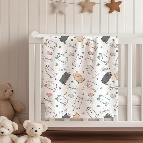 Good Night Cat Blanket for Baby, Toddler & Kid – Soft Cozy Cat Lover Throw | Nursery Gift Idea - Baby Shower, Birthday or Newborn Present