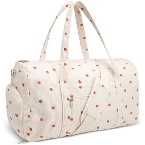Gym Bag for Women, Cute Duffle Bag, Quilted Duffle Bag for Travel, Floral Duffle Bags, Weekend Bag with Zipper Pocket Dance Bag Organizer