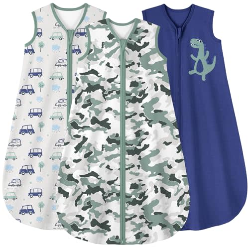 Yoofoss Baby Sleep Sack 0-6 Months Wearable Blanket for Babies 100% Organic Cotton 2-Way Zipper TOG 0.5 Toddler Sleeping Sack 3 Pack, Sleep Sacks