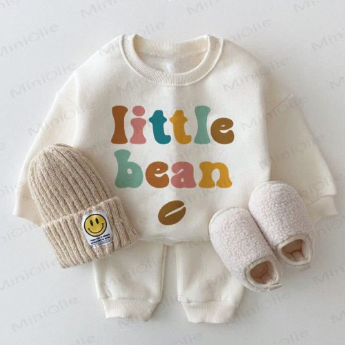 LITTLE BEAN Baby White Sweatshirt 2-piece Set