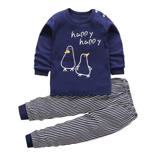 HCNTES Toddler Baby Boys Girls Clothes Spring Casual Outfits Long Sleeve Hooded Sweatshirt Pants Outfit Set(M149-Navy,3-6 Months)