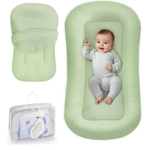 Infant Support Cushion - Baby Support Cushion for Newborn, 0-24 Months, Portable Tummy Time Mat for Home and Travel, Soft Cotton, Supervised Use, Baby Essentials Gift, Brown (Cover Included)