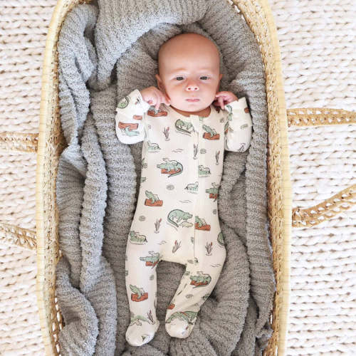 Later Gator Bamboo Waffle Zipper Footie