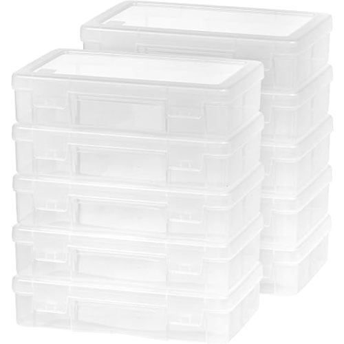 IRIS USA Clear Cases |Made in USA| Plastic Box Organizers (10-Pack)- Medium