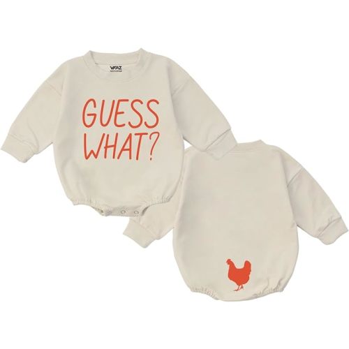 Guess What Chicken Baby Bodysuit Funny Animal Front and Back Print Unisex Infant Romper Shower Gift 0-24 Months