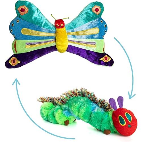 KIDS PREFERRED World of Eric Carle, The Very Hungry Caterpillar Butterfly Reversible Stuffed Animal Plush Toy, 16",Green