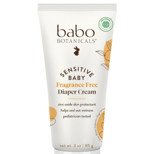 Babo Botanicals Sensitive Baby Fragrance-Free Diaper Cream - 25% Natural Zinc Oxide - Calendula, Shea & Cocoa Butter - EWG Verified - Vegan- From birth on