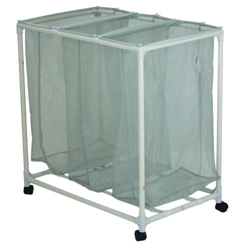 Mainstays Soft Silver 3 Bag Mesh Rolling Laundry Sorter Cart