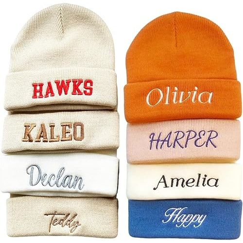 Custom Baby Beanie Hats for Kids,Personalized Embroidered Toddler Beanies Winter Hat with Name for Baby Boys Girls,Snow Play Knit Warm Beanies Kids,Birthday, Christmas,Newborn