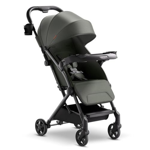 Mompush Lithe V2 Lightweight Travel Stroller, Compact Foldable Baby Stroller with Travel Bag, One-Hand Fold Stroller, Snack Tray, Mechanical Recline Seat, Airplane-Ready, UPF 50+ Canopy & Rain Cover