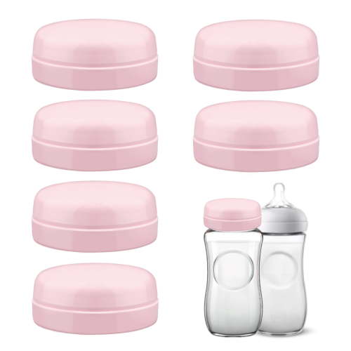 Maymom Travel Bottle Caps Compatible with Avent Bottle, 6pc (Pink)