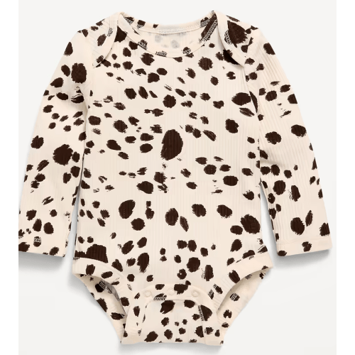 Printed Long-Sleeve Ribbed Bodysuit for Baby - Animal Print