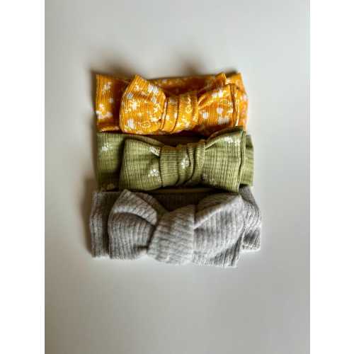 Baby Girl Knotted Headband Set – Soft Ribbed & Floral Bows