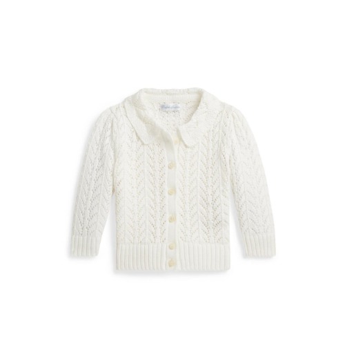 Collared Pointelle Stitch Cardigan