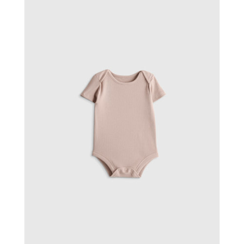 Softest Rib Short Sleeve Bodysuit in Peach Blush