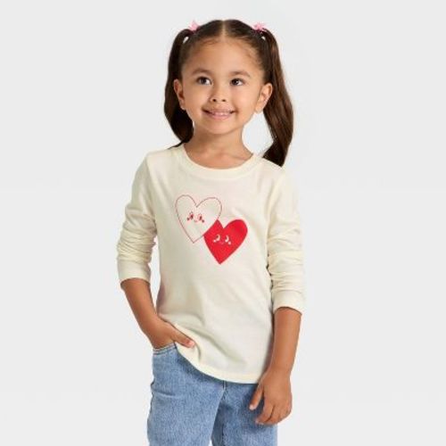 Toddler Girls' Long Sleeve Graphic T-Shirt - Cat & Jack™ Cream