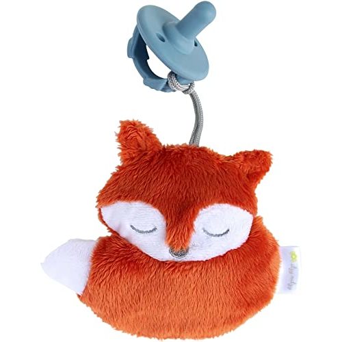 Itzy Ritzy Detachable Plush Fox and Coordinating Blue Silicone Pacifier and Lovey Set, Ideal for Ages 0 Months and Up, 0.07 Pounds