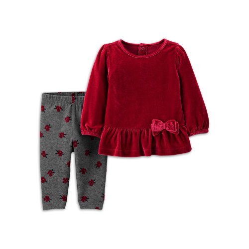 Child of Mine by Carter's Baby Girl Velvet Top & Pant Outfit, 2pc set