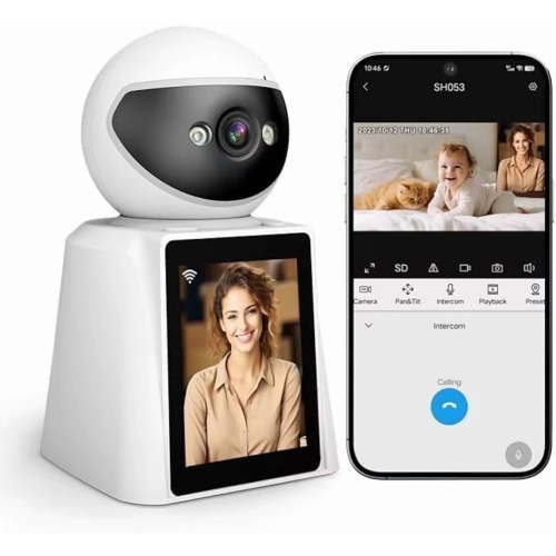 SriHome 2K Baby Monitor - 360 WiFi Camera, 2.8" Screen, Night Vision, Two-Way Audio, Home Security Indoor Camera