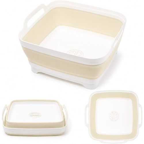 Collapsible Wash Basin with Drain Plug - 2.4 Gal(9L) Wash Basin for Baby Bottles, Foldable Dish Pans for Kitchen Sink & Camping & Hand Washing Station, Wash Bin, Laundry Tub, Portable Dish Tub