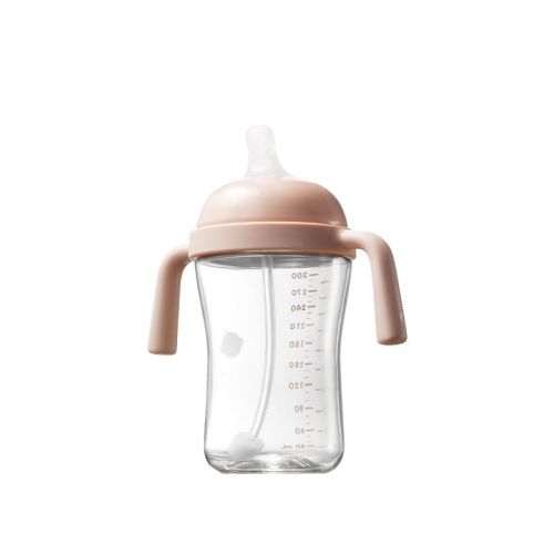 Bc Babycare Tilted Anti-Choking Sippy Cup, Weighted Straw Toddler Cup with Handles, Spill-Proof for 6+ Months, Pink, 1 Pack