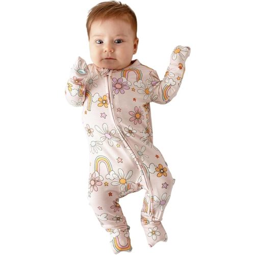 Posh Peanut Convertible Baby Sleepers - Girls Footless Baby Pajamas with 2 Way Zipper for Easy Diaper Changes