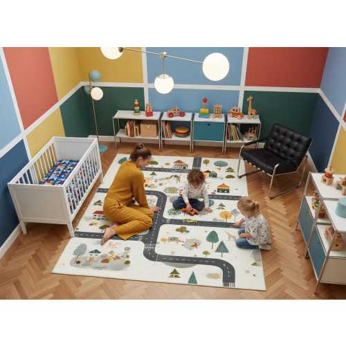 City Road Play Mat, Montessori Kids Room Rug, Non-Slip Carpet