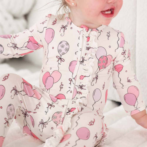 Party Time Ruffle Zipper Footie | Pink