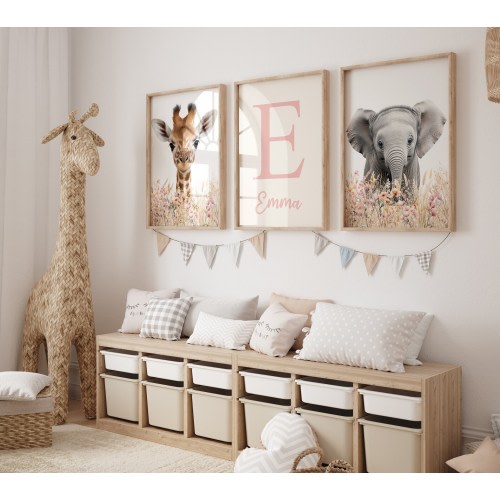 Girls Nursery Prints Boho Safari Nursery Prints Girls Nursery Decor Boho Baby Girl Room Jungle Safari Baby Animals Boho Nursery Pink 305B