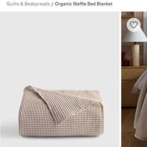 Organic Waffle Bed Blanket in Dove