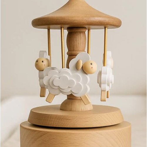 Heirloom Wooden Musical Carousel - Sheep
