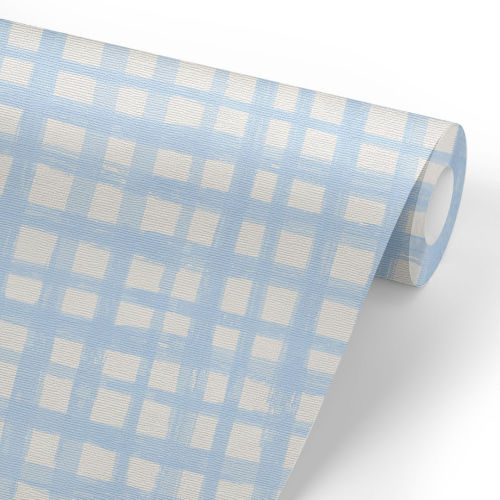 Baby Blue Plaid Removable Wallpaper
