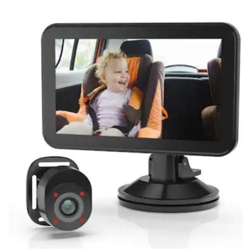 Rexing - BC500 In-Car Baby Cam with Monitor – HD 1080p & Infrared Night Vision - Black