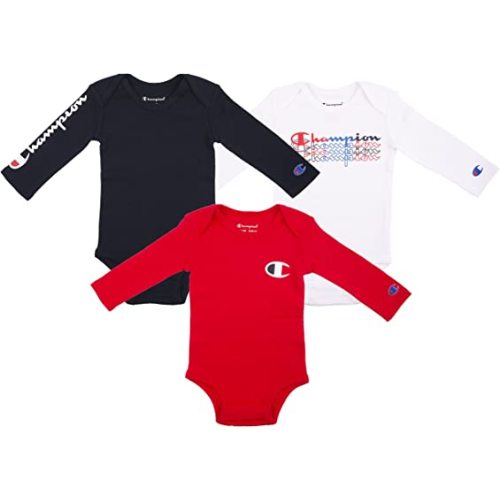 Champion baby girls Champion Unisex 3pk 5pk Short Sleeve Or Long Sleeve Infant Body Suit in Multiple Colors, Si and Toddler T Shirt Set, Blue, 0-6 US