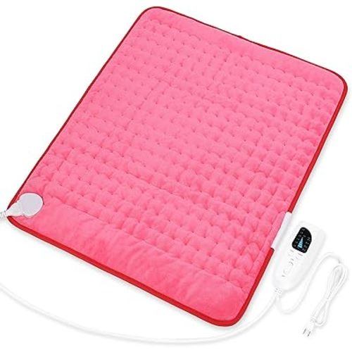 Deepsoon Heating Pad,Electric Heating Pads for Back,Neck,Abdomen,Moist Heating Pad for Shoulder,Knee,Arms,Legs,Dry/Moist Heat & Auto Shut Off,Christmas Gifts for Men and Women,Fuchsia,24x20 Inch
