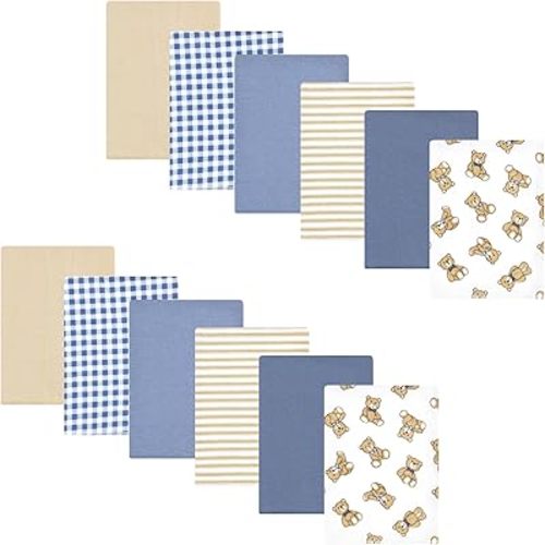 Hudson Baby Unisex Baby Flannel Burp Cloth 12pk, Gentleman Bear, One Size