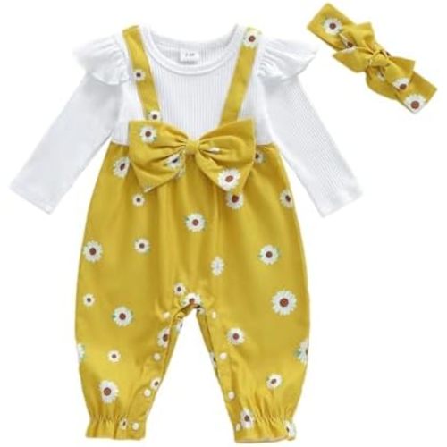 YINGISFITM Newborn Baby Girl Clothes Long Sleeve Romper One Piece Jumpsuit Fall Winter Infant Outfits 0 3 6 9 12 18 Months