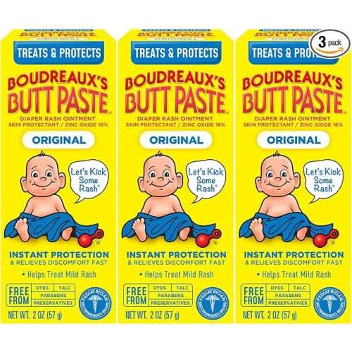 Boudreaux's Butt Paste Original Diaper Rash Cream, 2 Ounce (Pack of 3)