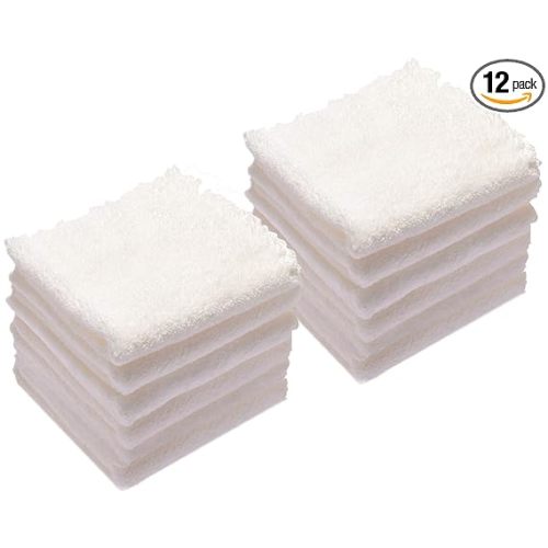 Kyapoo Baby Washcloths 12 Pack 12x12 Inches Microfiber Coral Fleece Extra Absorbent and Soft for Newborns, Infants and Toddlers-White