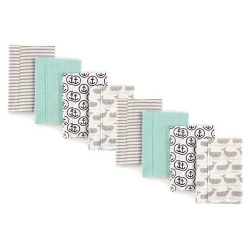 Hudson Baby Unisex Baby Cotton Flannel Burp Cloths, Gray Whale 8-Piece, One Size