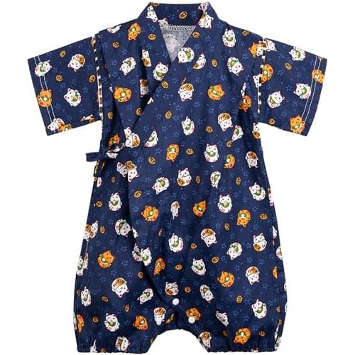 PAUBOLI Baby Kimono Onesie Cotton Infant Sakura Japanese Pajamas
