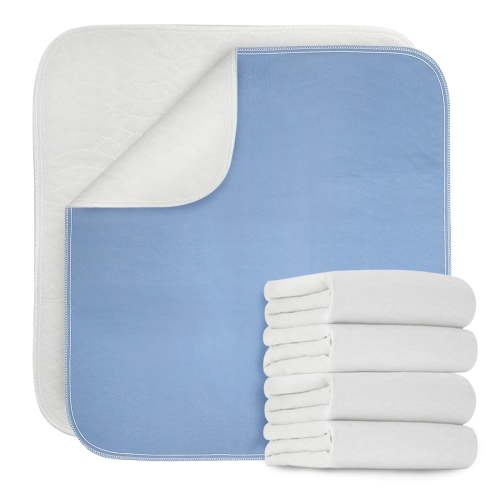 Gogreen Waterproof Reusable Underpads, 4-Layer Heavy Absorbency & Quilted Washable Pads for Kid, Adult, Elderly & Pet, Bedwetting Incontinence Pad for Bed, Sofa, Floor, Couch (18" x 24", Pack of 4)