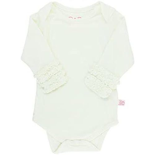 RuffleButts Baby/Toddler Girls Knit Long Sleeve Ruffle Bodysuit with Snaps