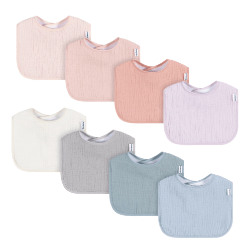 8-Pack Baby Girls Pastel Muslin Drooling Bibs – Gerber Childrenswear