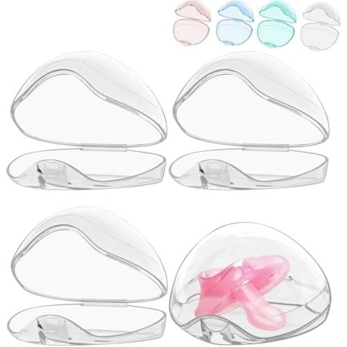 Pacifier Case,4 Pack BPA Free Pacifier Holder Case,Transparent Container Box for Baby Binky（Not Included),Essential Pacifier Accessories,Alway Keep Paci Clean,Easy to Clean(Transparent)