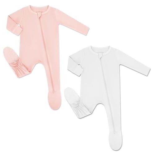 HAPIU Rayon from Bamboo Baby Footed Pajamas, 2 Way Premium Zipper, Footie for Baby Boy Girls, Newborn-24 Months